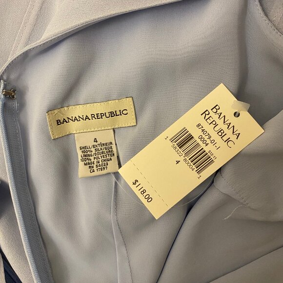 Vintage NWT Banana Republic Blue A-Line Sleeveless 100% Silk Midi Dress Size 4 - Picture 10 of 10